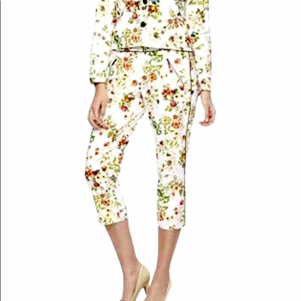 Disney Alice Through the Looking Glass Floral Capris High Waisted 10